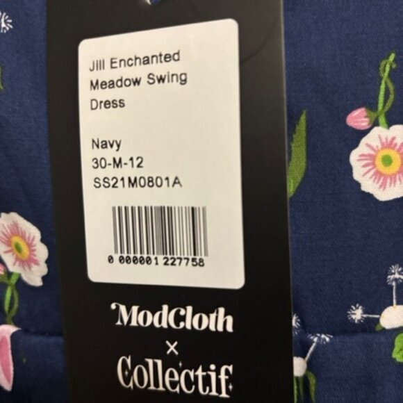 NWT Modcloth x Collectif Navy Floral Bunny Swing Dress US 8 UK 12 - Picture 2 of 5